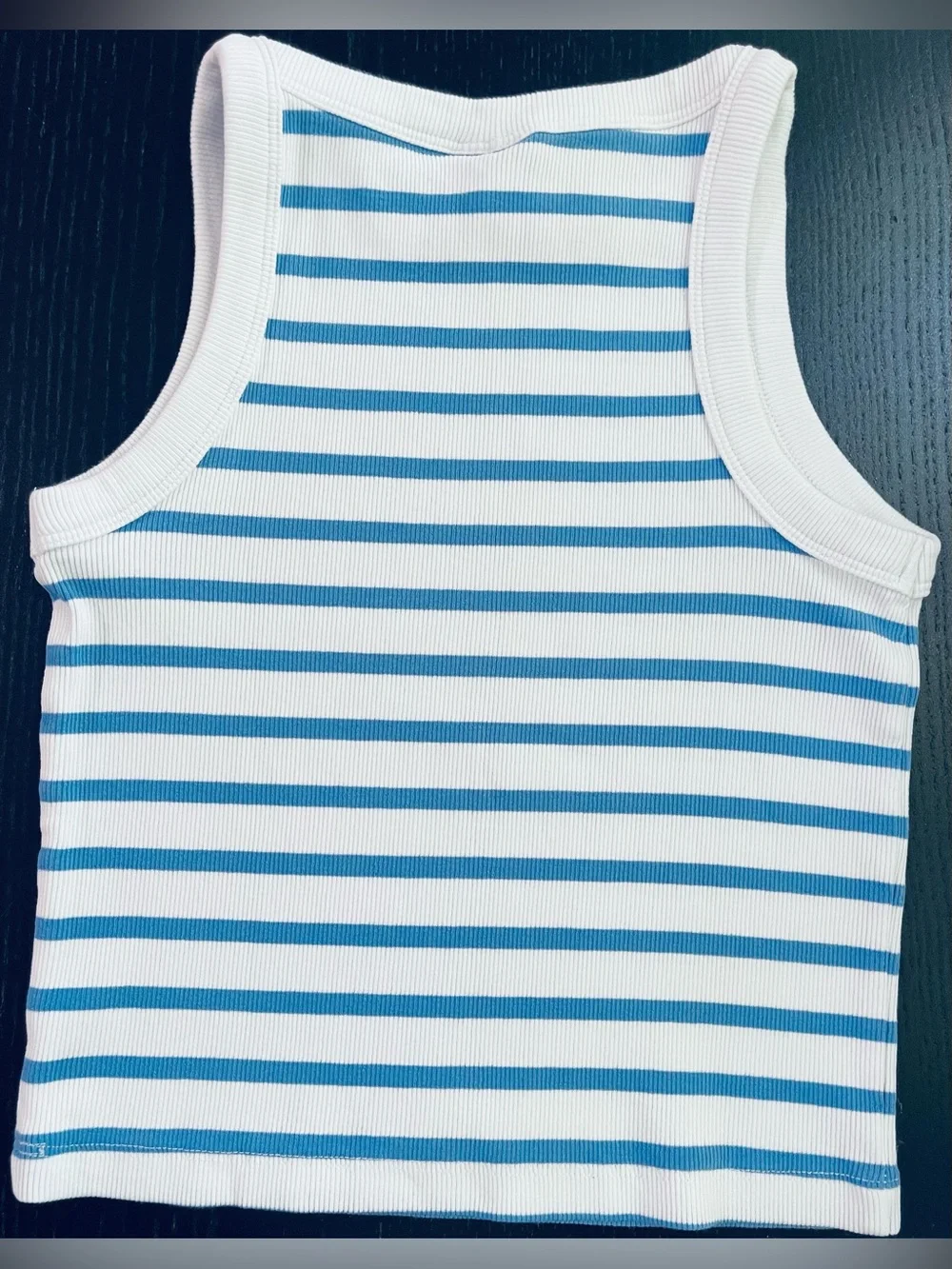 Zara Kids Blue and White Striped Ribbed Tank